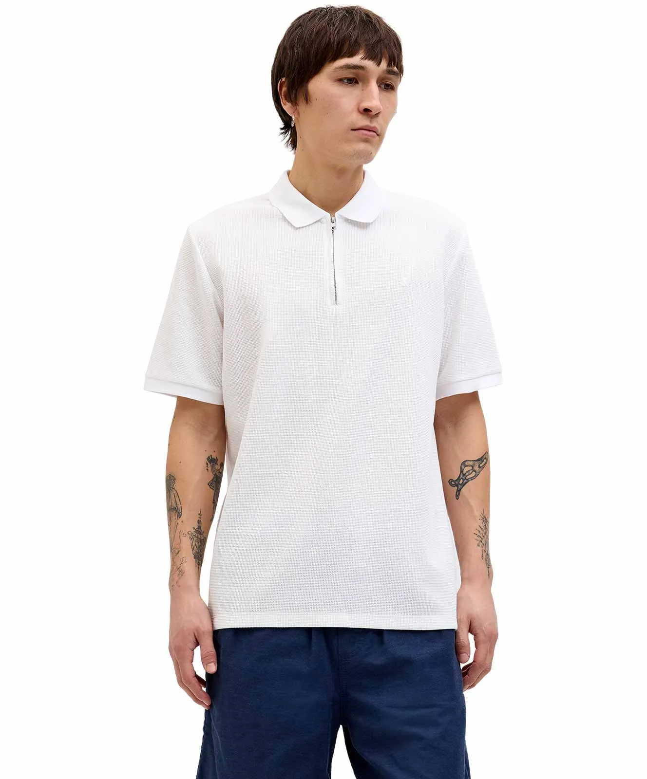Jack & Jones Poloshirt Austin Zip in White Classic
