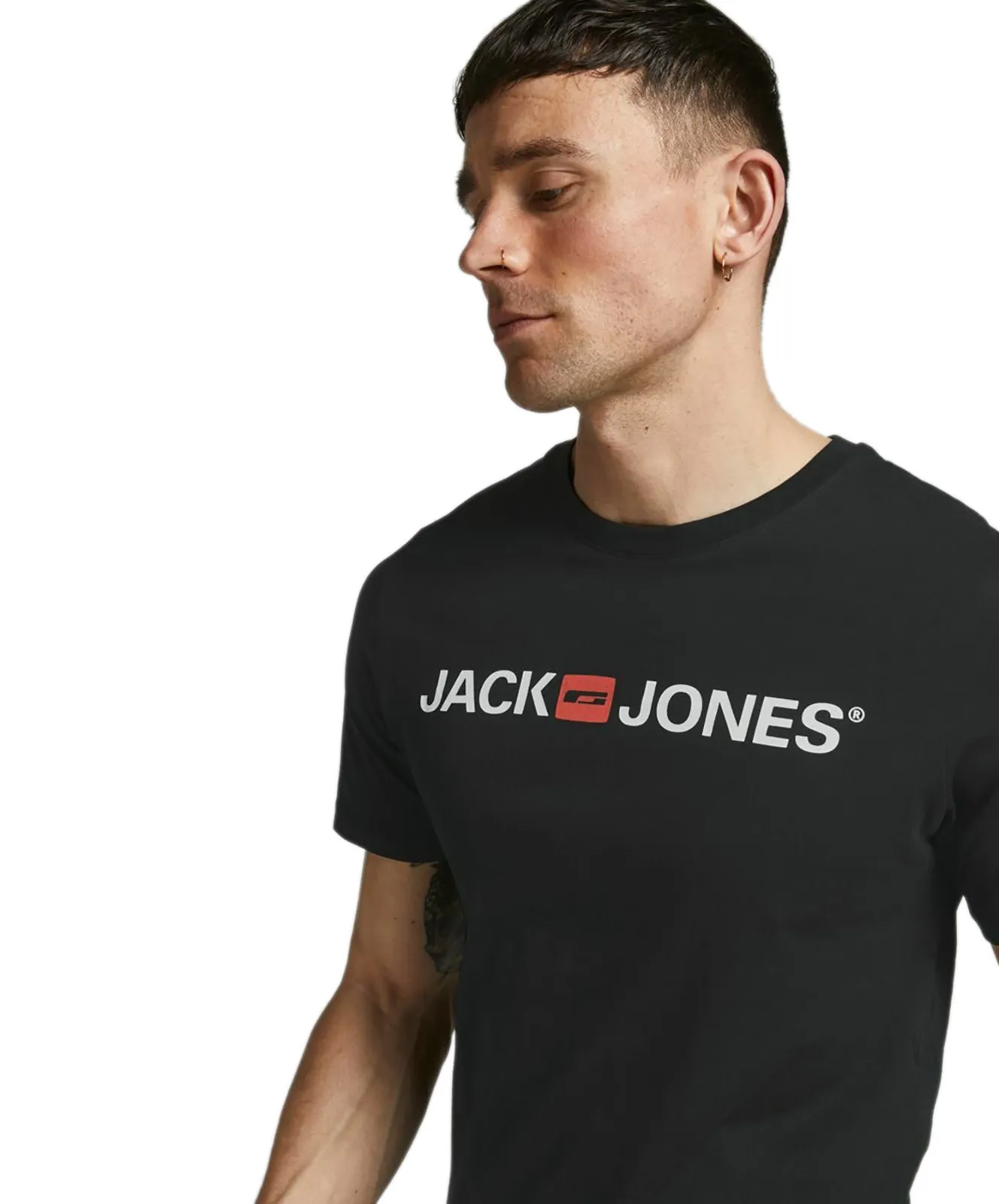 Jack & Jones Logoshirt Corp Logo Tee in Black