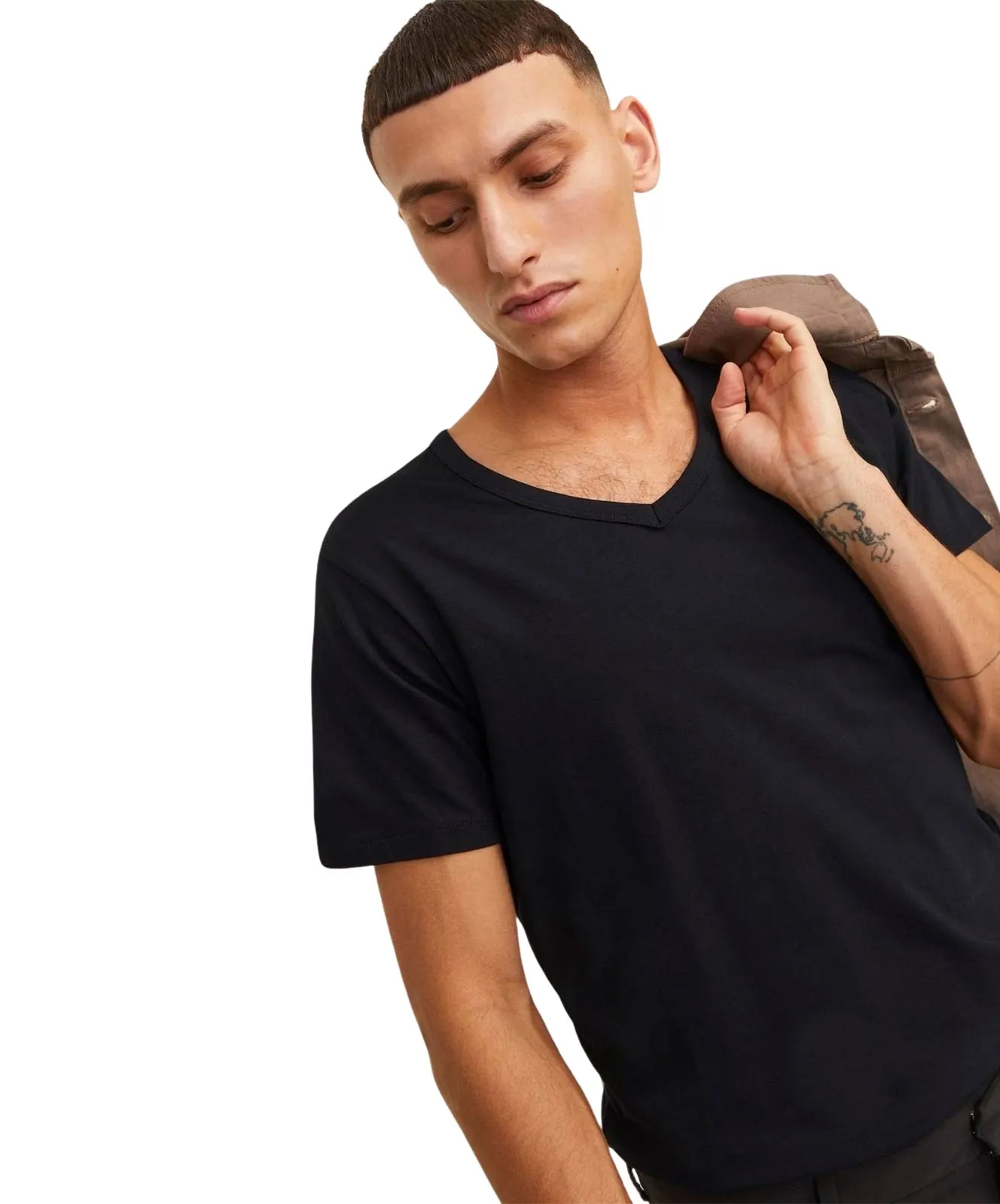 Jack & Jones T-Shirt Basic V-Neck Tee in Black