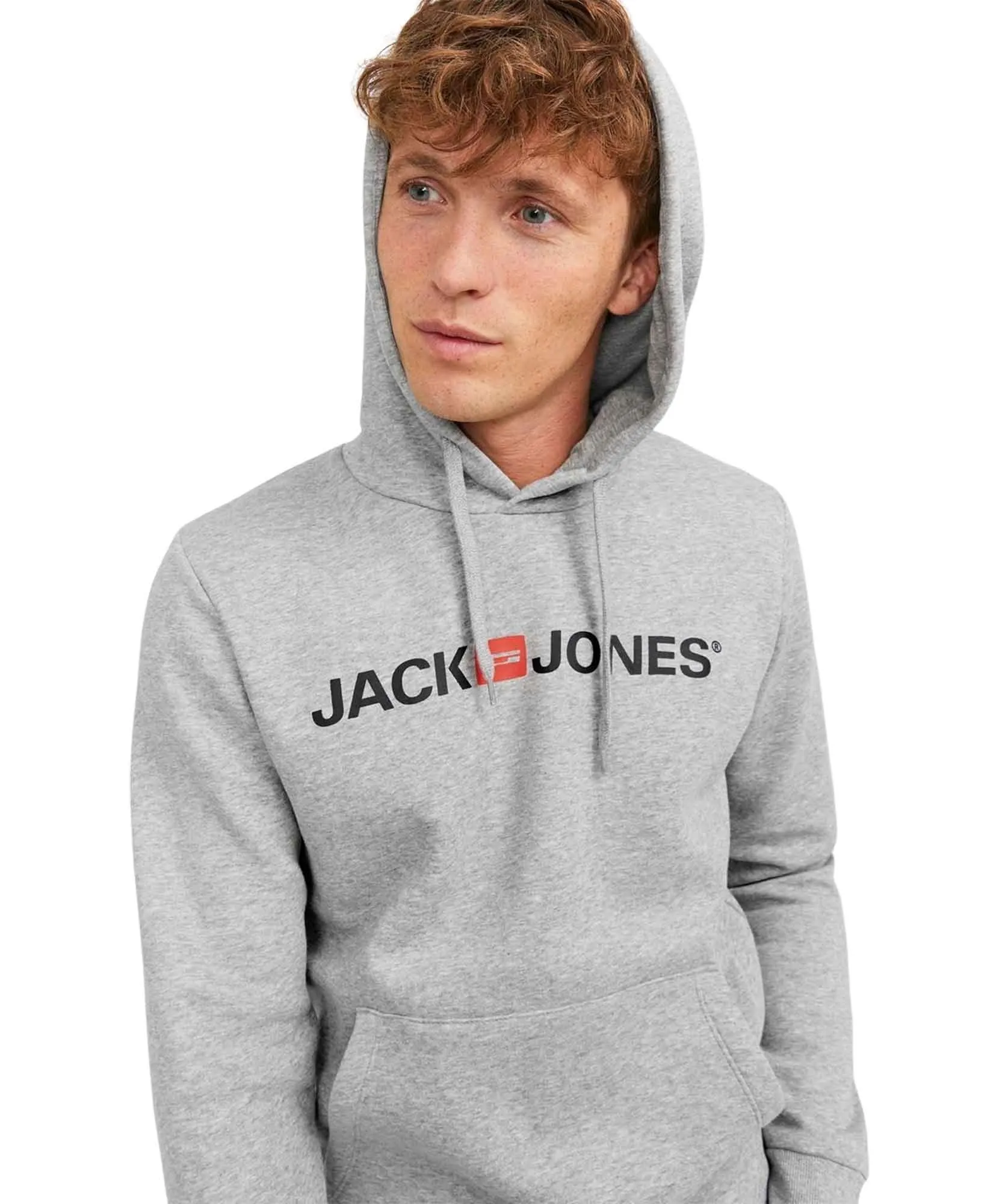 Jack & Jones Kapuzenpullover Corp Old Logo Swaet in Light Grey Melange