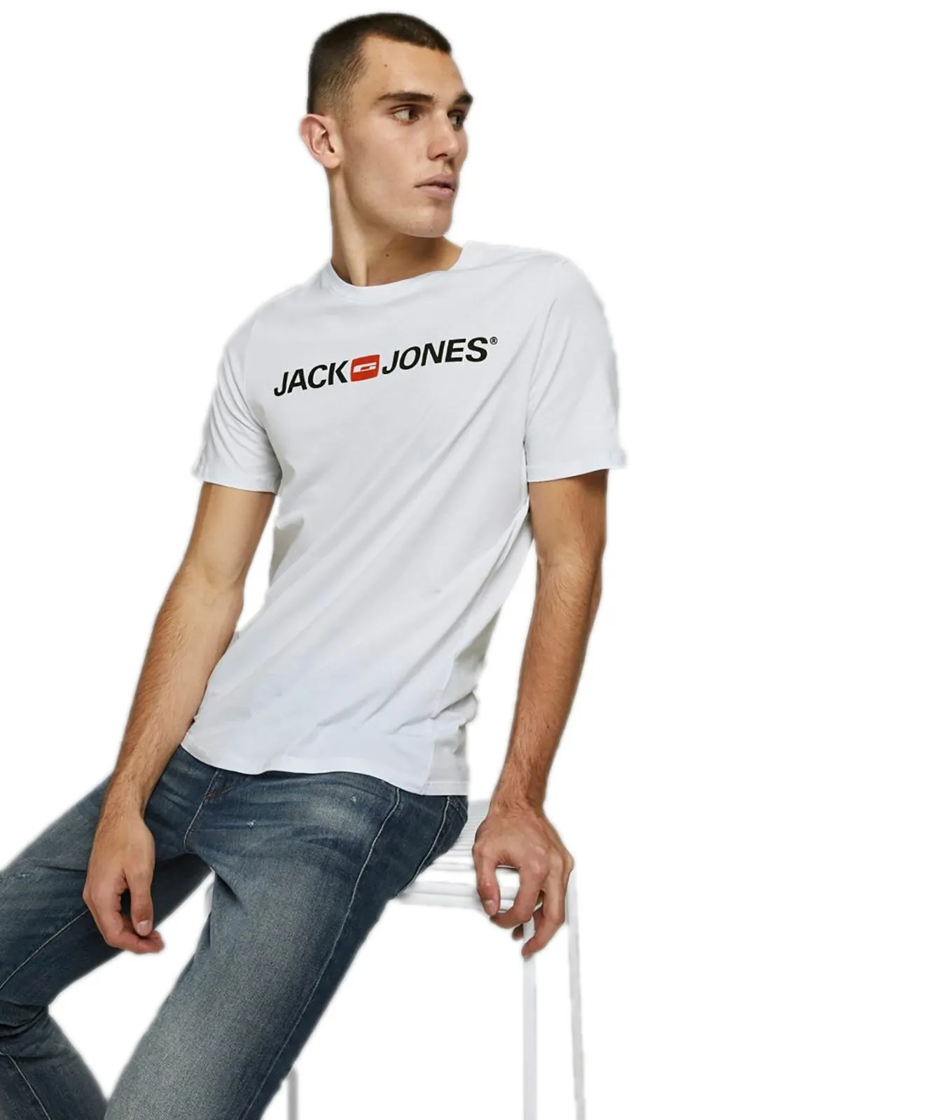 Jack & Jones Logoshirt Corp Logo Tee in White