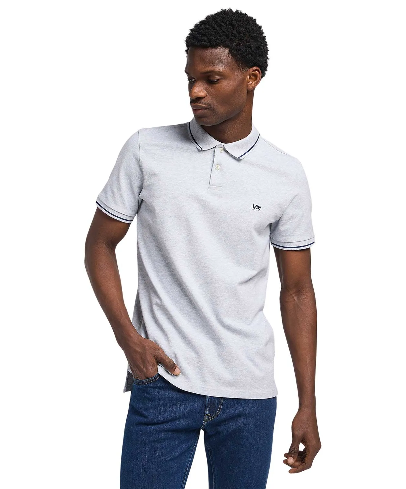 Lee Poloshirt Pique Polo in Sharp Grey Mele