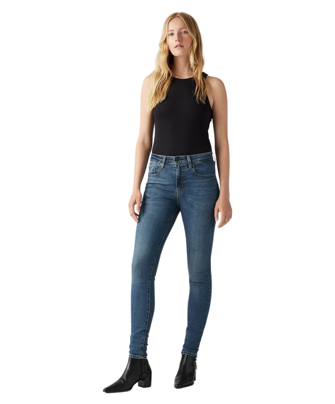 Levis High Waisted Jeans 721 High-Rise Skinny in Blue Wave Dark