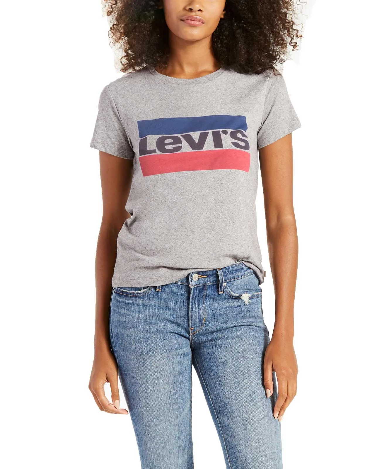 Levis Logoshirt Perfect Graphic Tee in Sportswear Logo Smokestack Heather