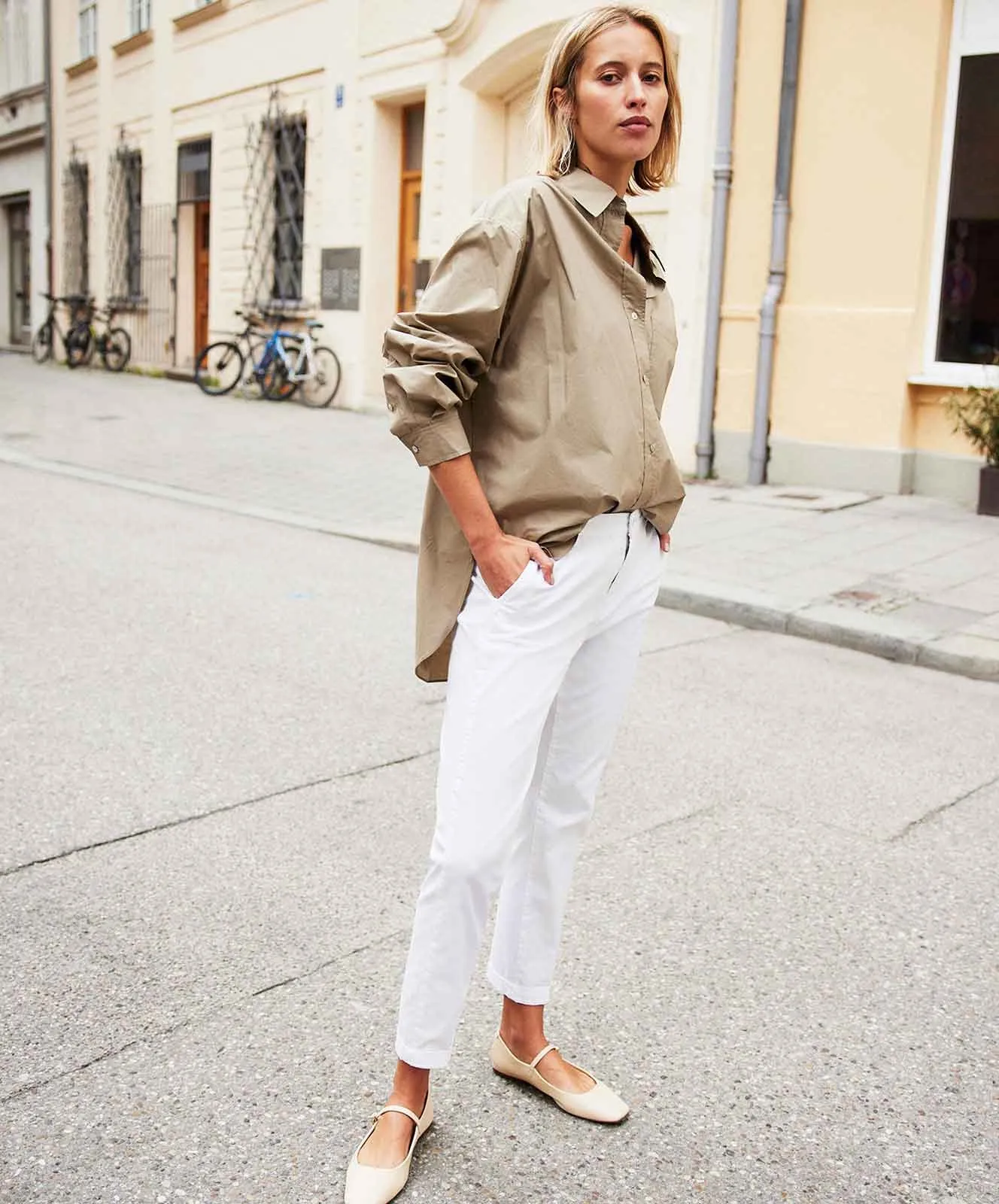 MAC Chino Hose Chino Turn Up in White