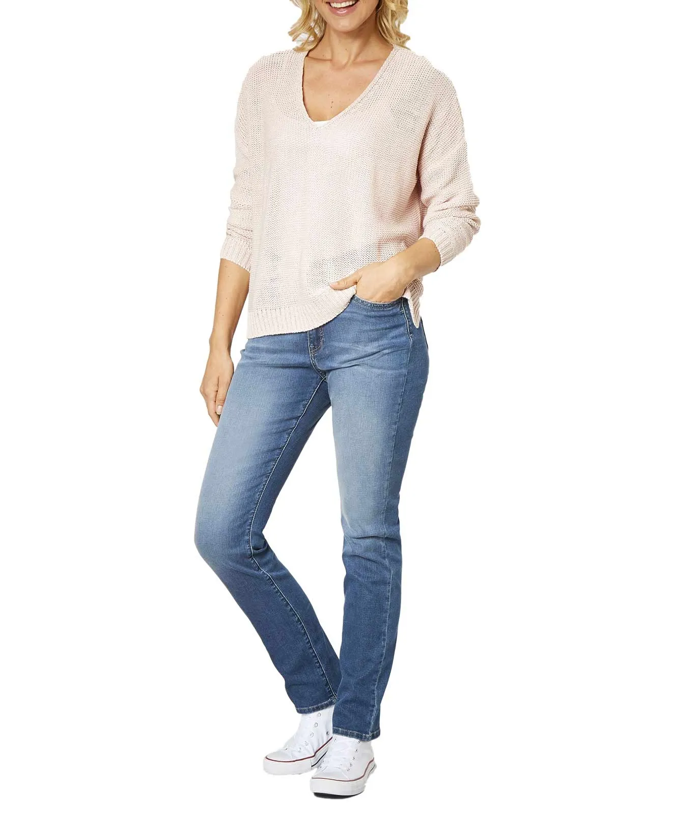 Paddocks Mom Jeans Pat in Medium Soft Blue