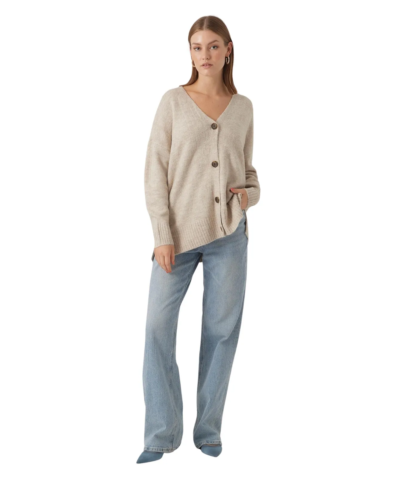 Vero Moda Strickjacke Lefile Oversie Boxy in Birch