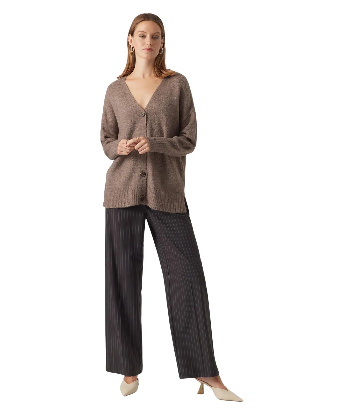 Vero Moda Strickjacke Lefile Oversie Boxy in Brown Lentil