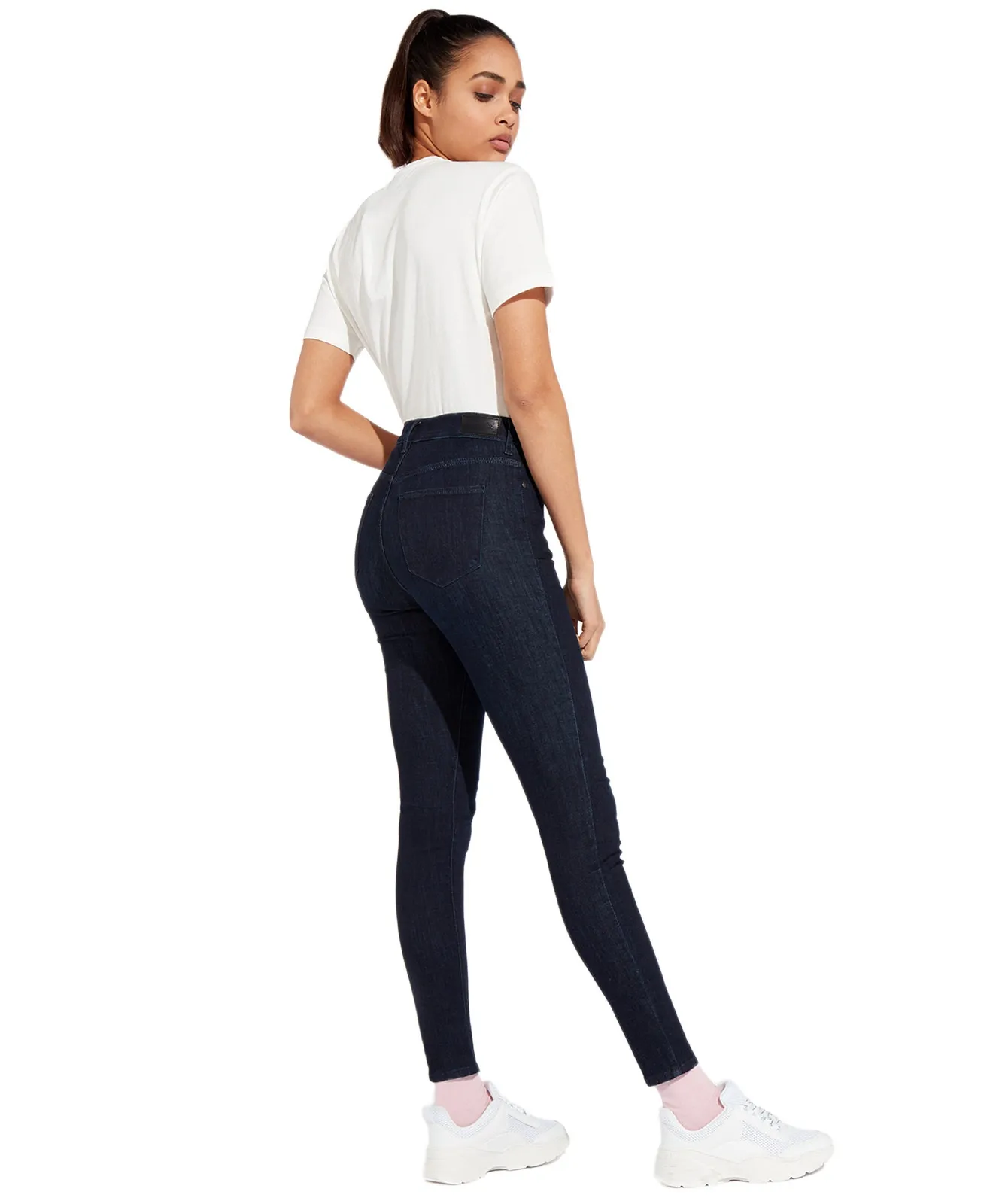 Wrangler High Waisted Jeans High Rise Skinny in Blue Black