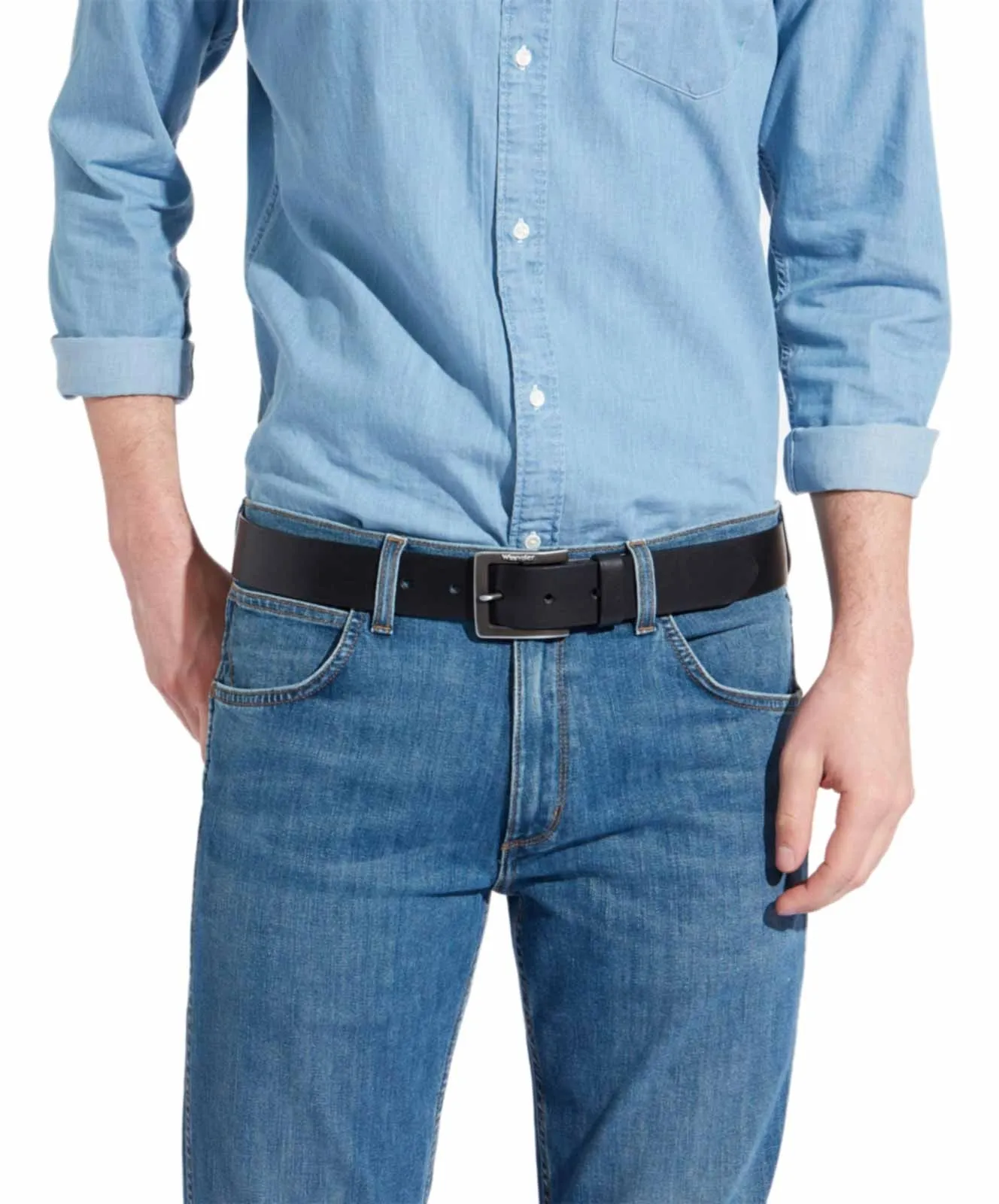 Wrangler Ledergürtel Kabelbuckle Belt in Black