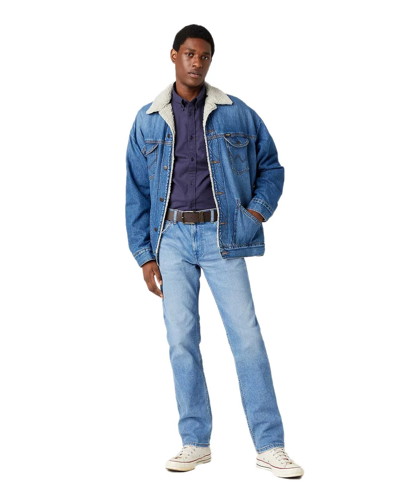 Wrangler Ledergürtel Stitched Belt in Brown