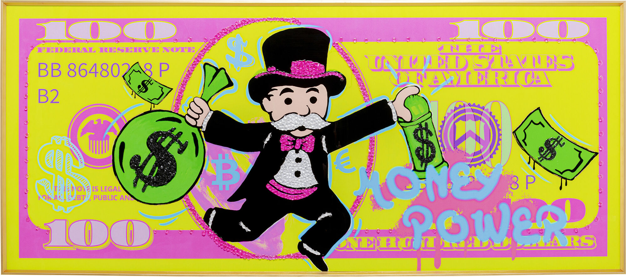 Gerahmtes Bild Graffiti Money 70x160cm