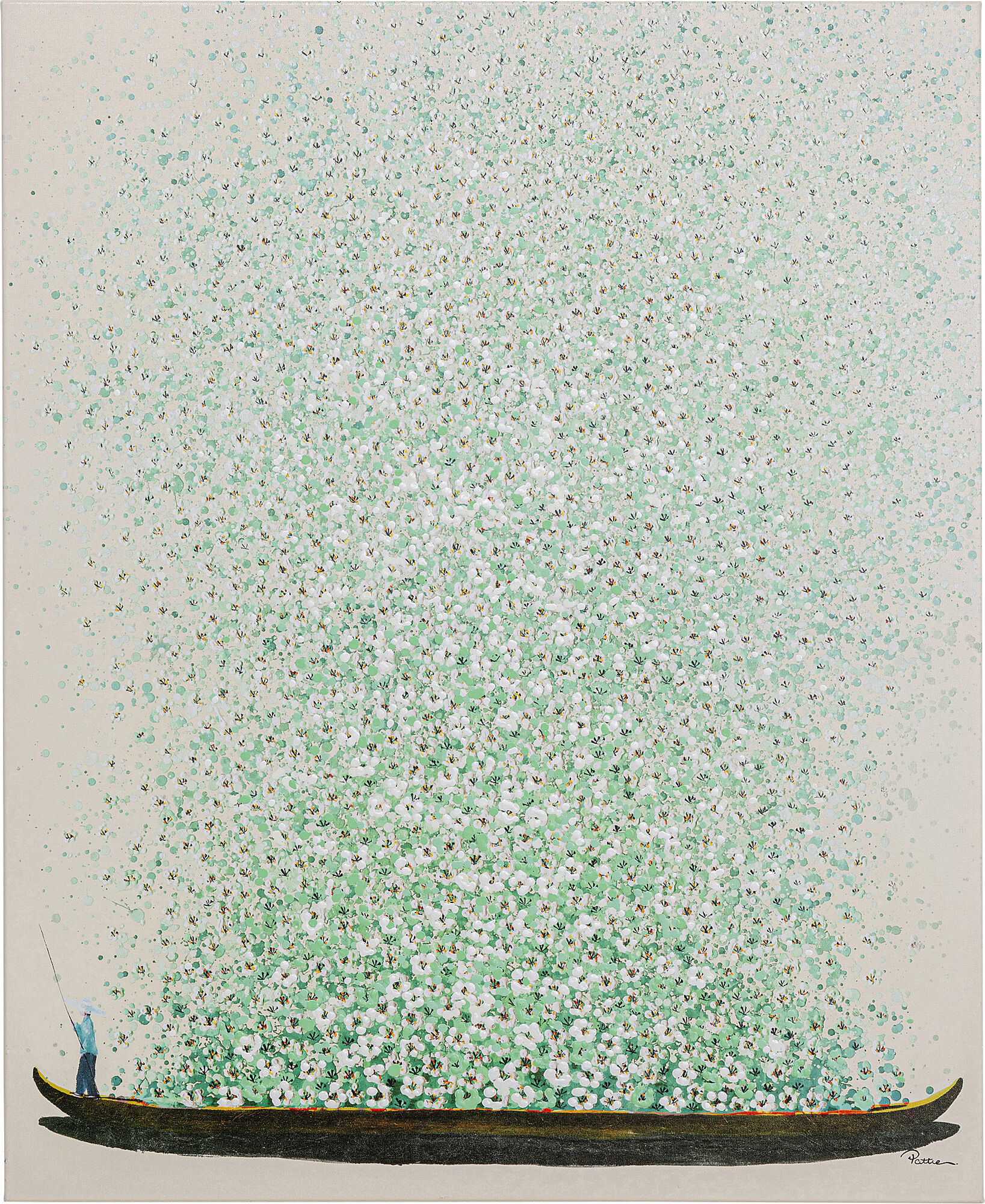 Leinwandbild Flower Boat Beige Grün 80x100cm