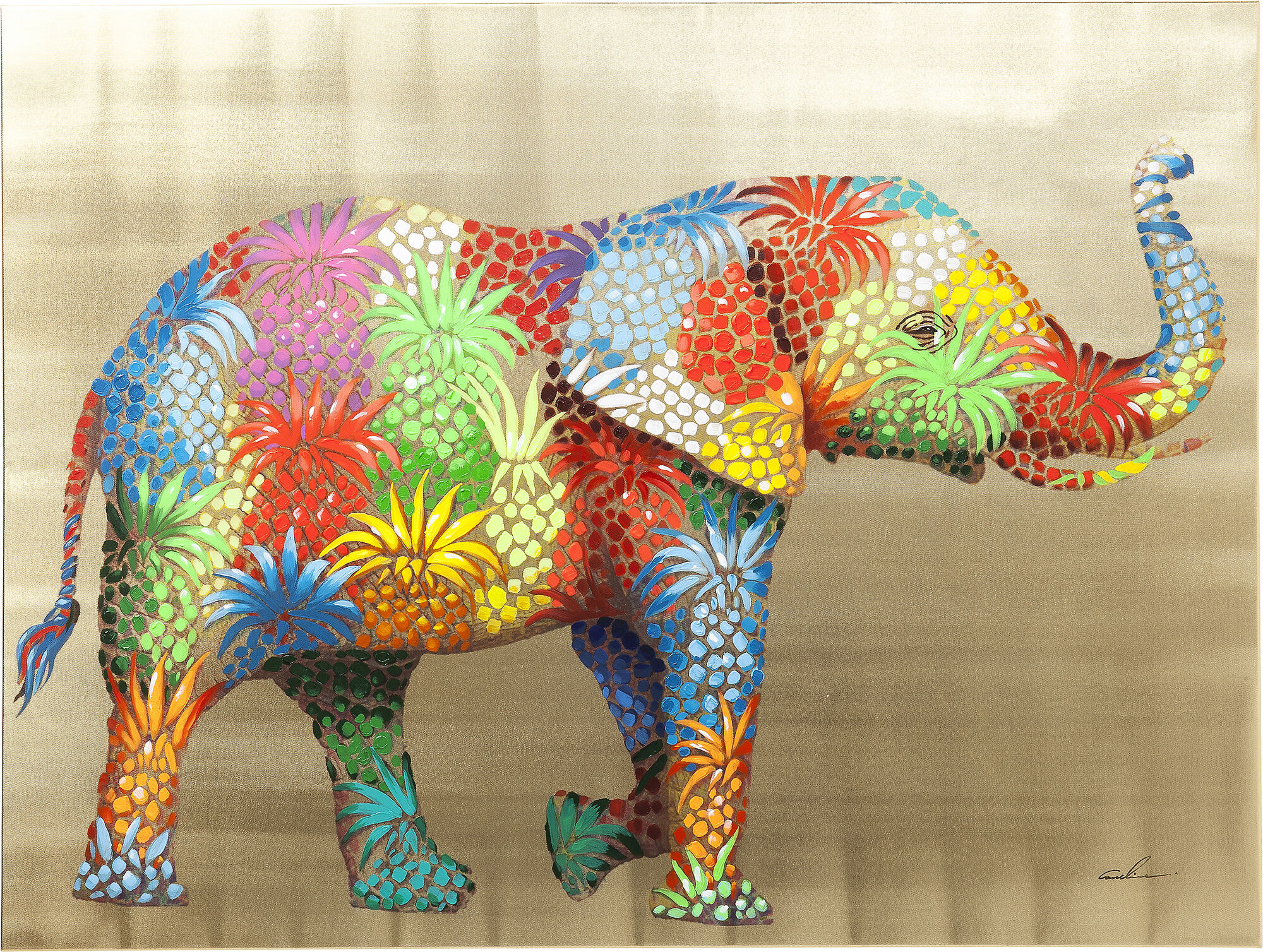 Leinwandbild Flower Elefant 50x40cm