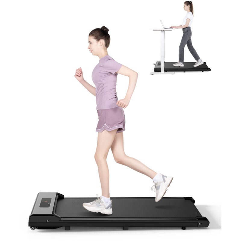 1-10 km/h Laufmaschine, Stummes Laufband, Elektrisches Laufband, Ultraflaches Laufband für Zuhause und Büro, Schwarz