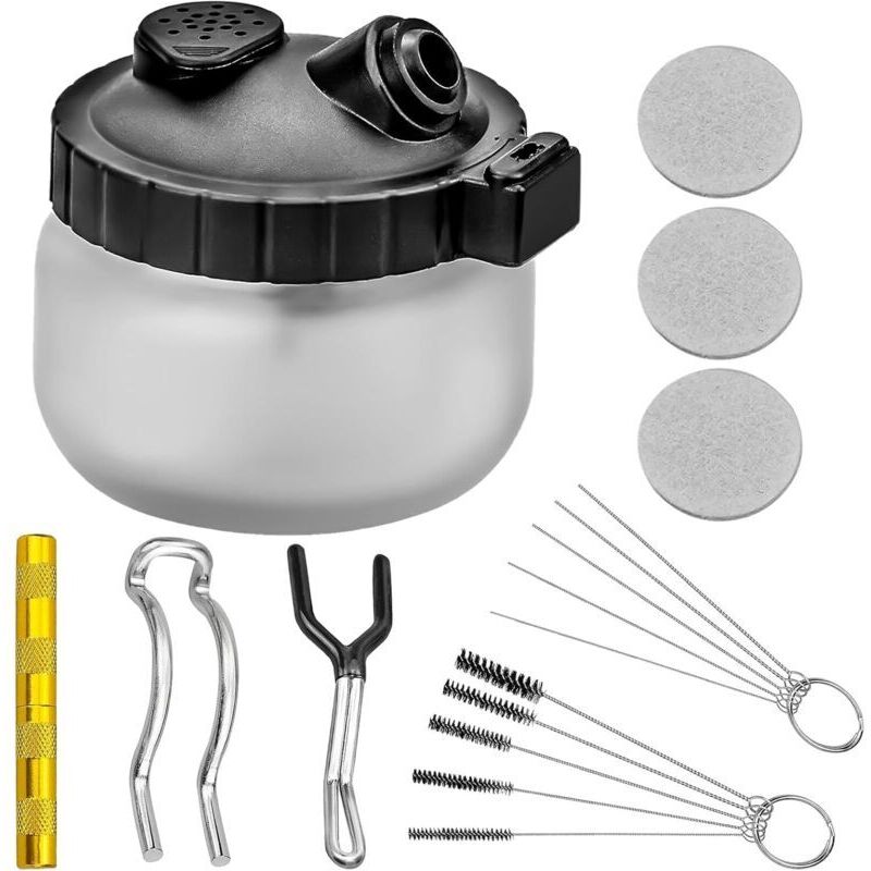 1 Airbrush-Reinigungsset, Airbrush-Reinigungstopf, Airbrush-Pistolen-Reinigungswerkzeuge, Glastopf mit Reinigungsbürsten