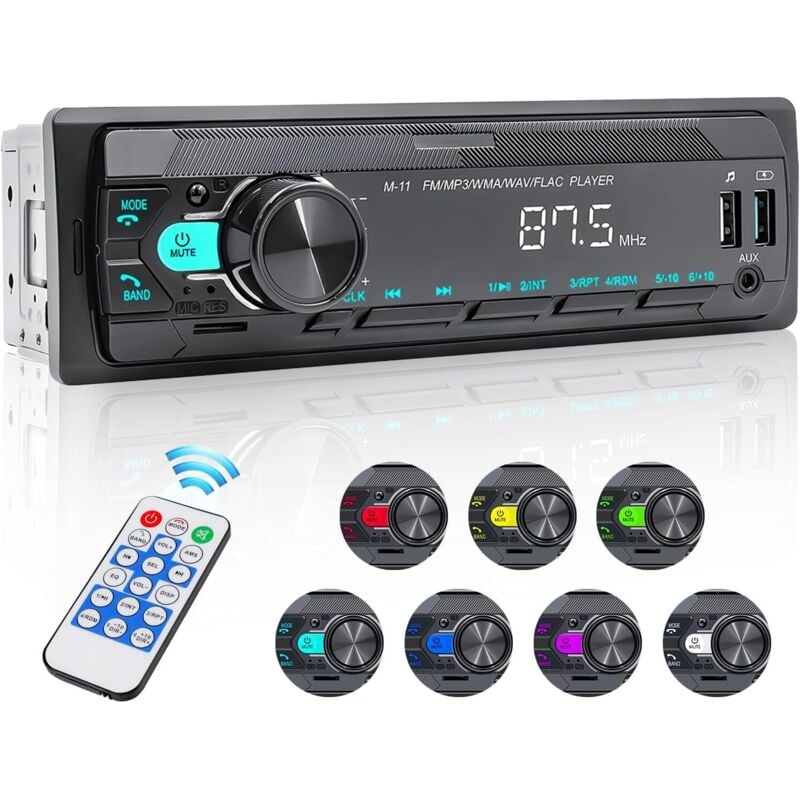 1-Din-Autoradio mit Bluetooth-Freisprecheinrichtung, unterstützt Sprachassistent und Handy-App-Steuerung, FM-MP3-Player, AUX-Audio mit Fernbedienung,