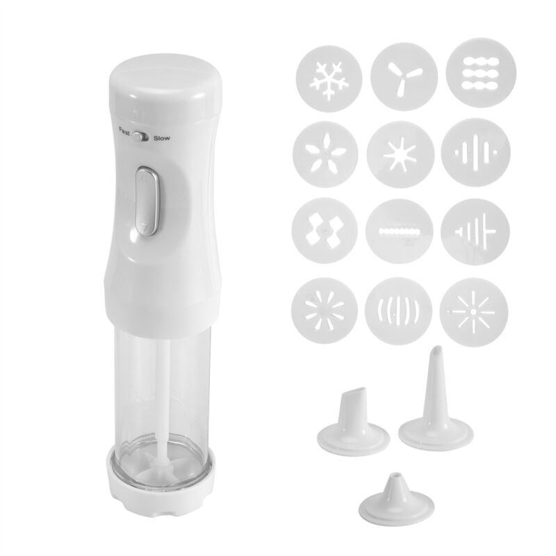 1 Elektrische Kekspresse mit 12 Formen und 4 DekorationsdüSen für Kuchen-Dessert-Heimwerker Dekorations-BackzubehöR