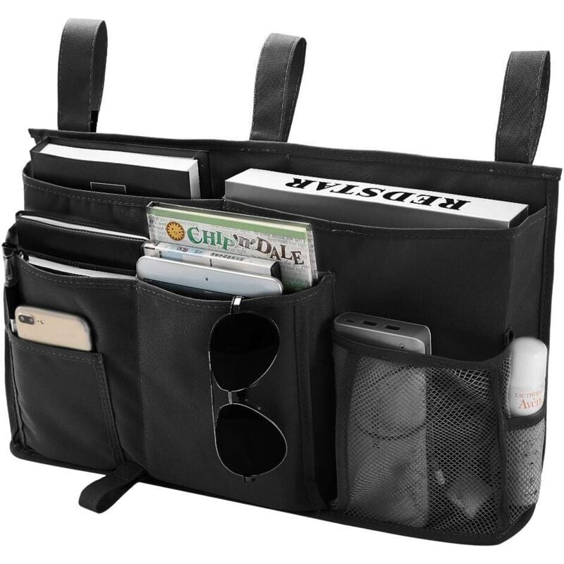 Linghhang - 1 Etagenbett-Aufbewahrungstasche (schwarz), Hängebett-Aufbewahrungstasche, 8 Taschen, für Studentenwohnheimbett, Krankenhausbett,