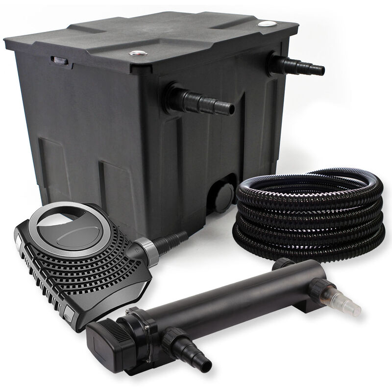 SunSun Komplettset: CBF-350 Teichfilter bis 12000 L Teichfilteranlage als Durchlauffilter, NEO10000 SuperECO Teichpumpe 10000l/h 80W, CUV-336