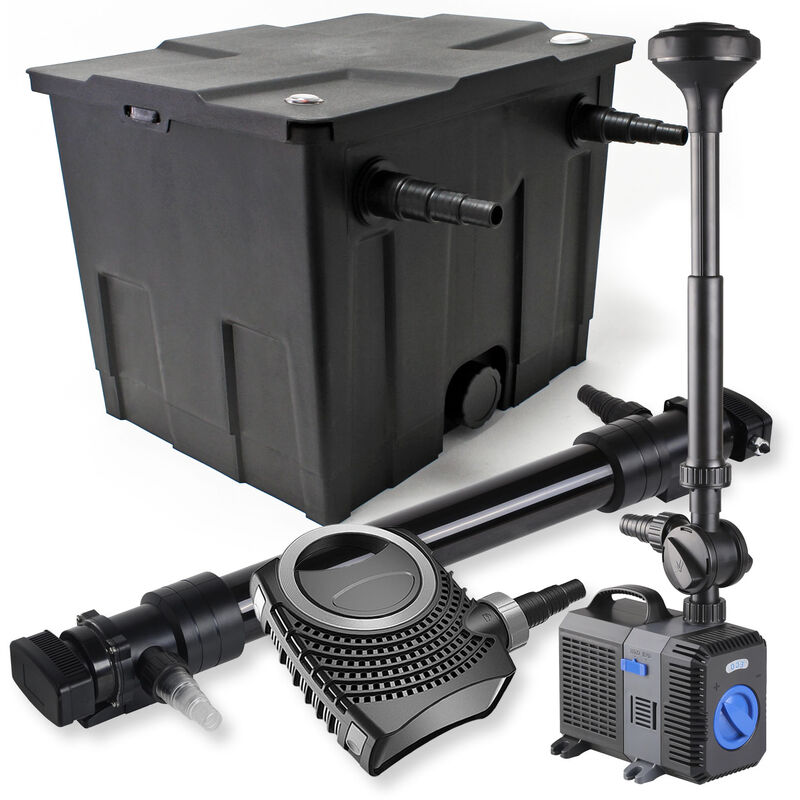 Wiltec - SunSun Komplettset: CBF-350 Teichfilter bis 12000 l Teichfilteranlage Durchlauffilter, NEO10000 Teichpumpe 10000l/h 80W, CUV-672 Teichklärer