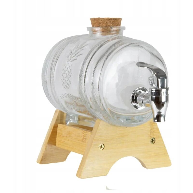 1-Liter-Glasfass mit Zapfhahn für selbstgebrannten Schnaps (Geschenkidee)