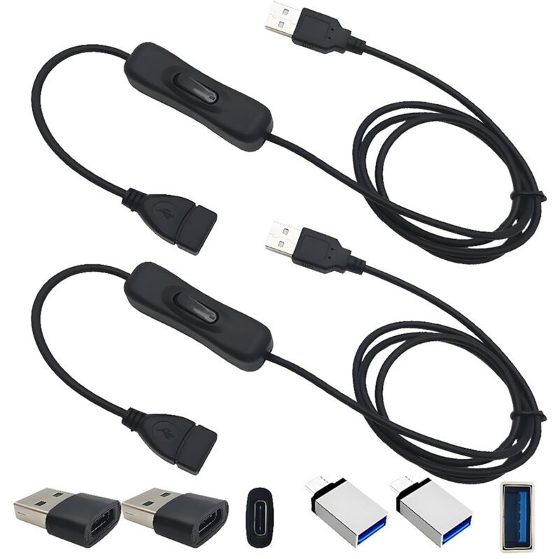 1 m USB-Verlängerungskabel – Doppelseitiges USB-C-Kabel mit Adaptern (2er-Pack), Strom- und Datenkabel für LED-Fernseher, PCs, Smartphones und alle