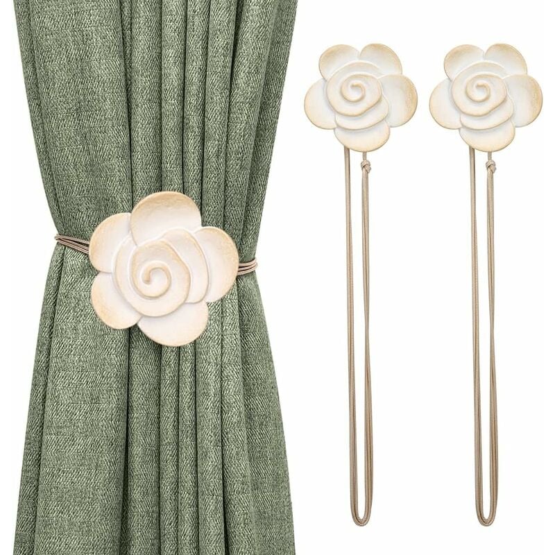 Petites Ecrevisses - 1 Paar Vintage Magnetischer Vorhang Raffhalter Vorhang Seil Dekoration Vorhang Halter Schnallen für Zuhause Büro Café Beige