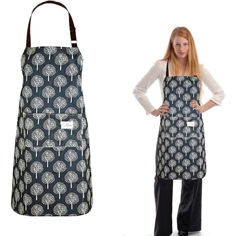 1 PVC-Schürze für Damen mit Taschen, wasserdichte Küchenschürze, Kochschürze, Putzschürze mit Taschen zum Kochen, Grillen und für die