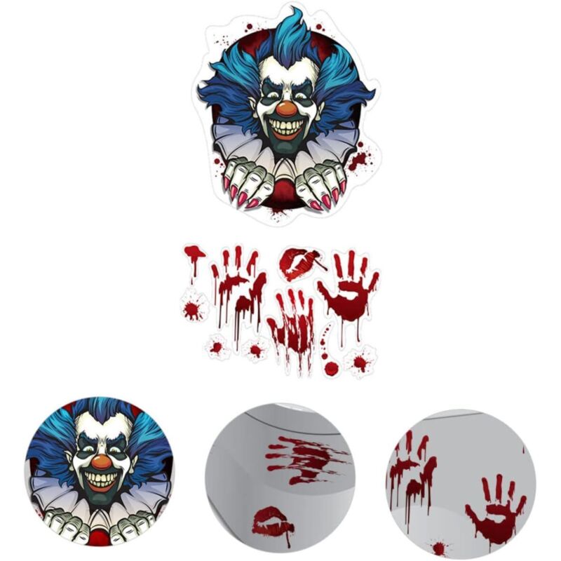 1 Set dekorative Toilettenaufkleber, Halloween-Motiv, gruseliger Clown, schaurige saisonale Dekoration fürs Badezimmer