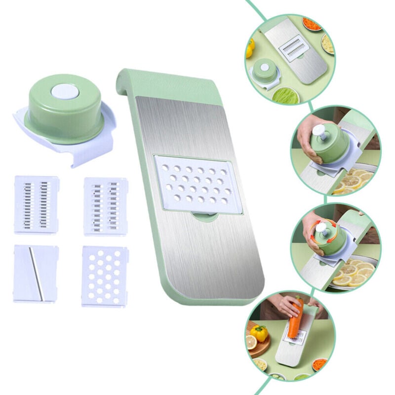 1 Set Küchen-Gemüse-Spiralschneider, manueller Gemüse-Kartoffelschneider, rostfreie Haushalts-Lebensmittelschneidemaschine, 4 austauschbare scharfe