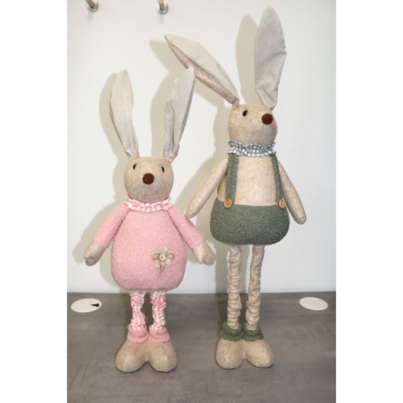 1 Stoff Osterhase Deko-Hase mit Teleskopbeinen 70 cm Shabby Ostern Deko