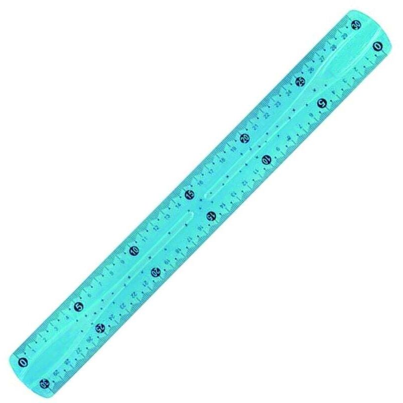 XVX - 1 Stück 30 cm weiches Lineal / unzerbrechliches Messinstrument / Misst in Zentimetern (30) und Zoll (12) – Zufällige Farbe (blau, gelb, grün,