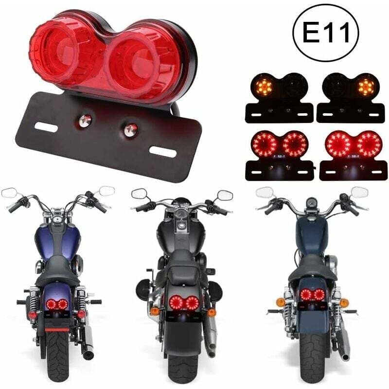 1 Stück 40 led (rot) Doppel-Motorrad-Rücklicht, Bremslicht, Blinker, Lauflampe mit Kennzeichenhalterung für Straßenrad, Dirtbike, Cruiser