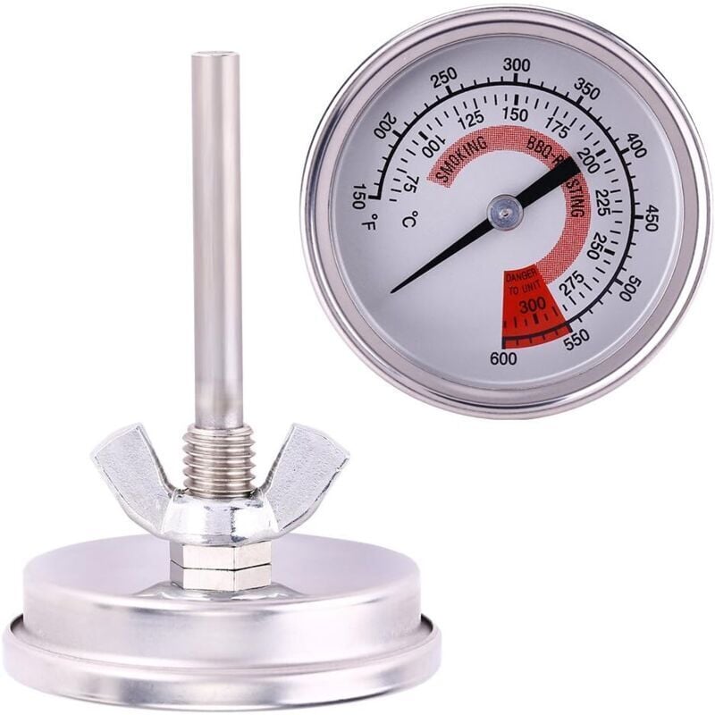 1 Stück Edelstahl-Ofenthermometer, Koch- und Küchenthermometer, Pizzaofenthermometer, Grillthermometer für bbq, Grill, Pizzaöfen, misst von 75 bis