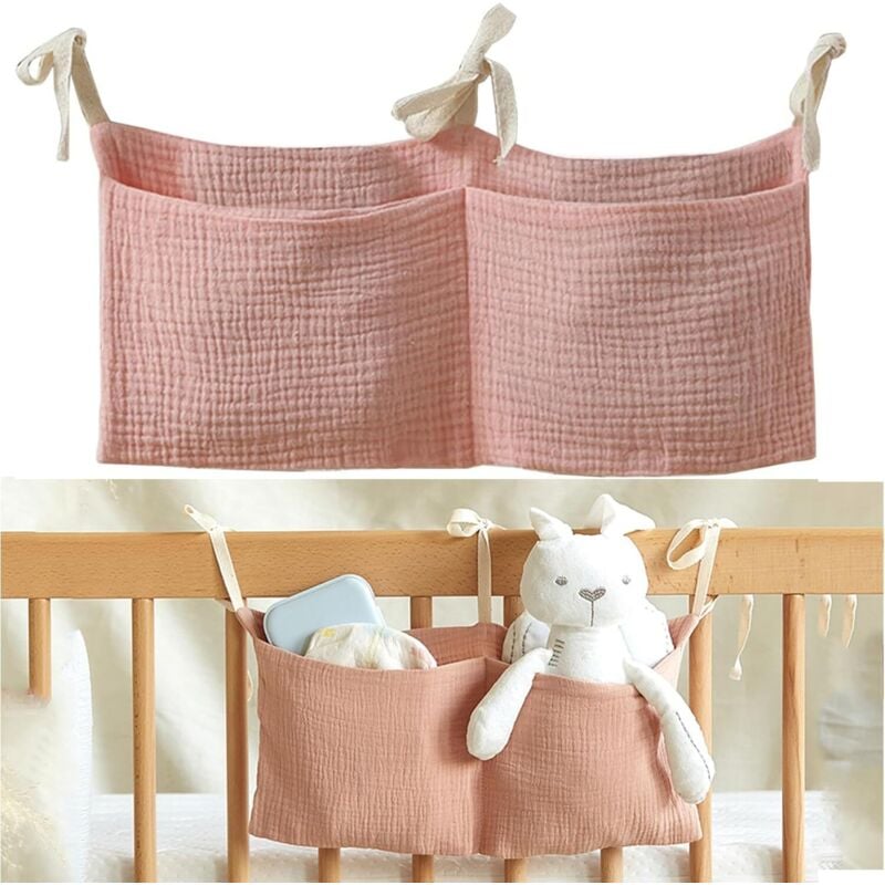 1 Stück hängender Windel-Organizer (Pink), hängende Aufbewahrung für Babybetten, Babybett-Organizer, hängender Babybett-Organizer, für Kinderbett,
