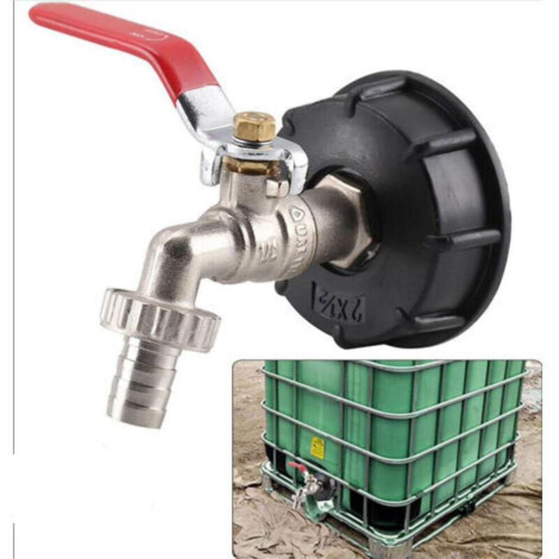 1 Stück S60X6 IBC Tank Adapter Auslaufhahn für Schlauchanschluss für Messing Garten Mischer, Tank Anschluss 1000 L 12,7 mm
