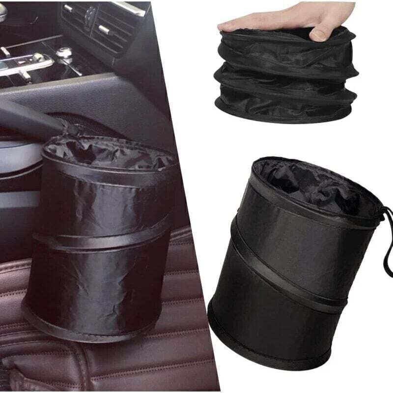 1 Stück schwarzer Auto-Mülleimer, Auto-Mülleimer im Auto, kleiner Auto-Mülleimer, faltbarer Auto-Mülleimer, tragbarer Auto-Mülleimer, universell