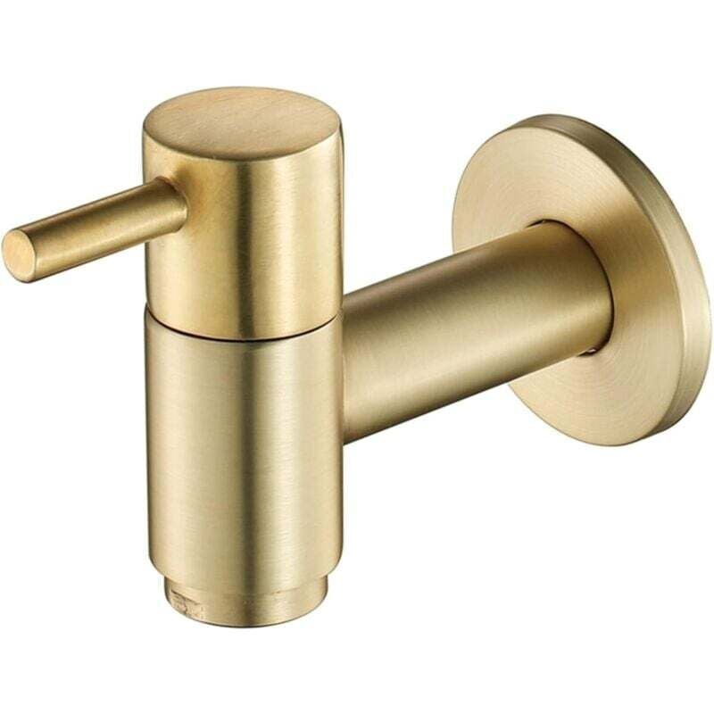 1 stück Vergoldetes Kupfer Runde Waschmaschine Wasserhahn Wand Montiert Outdoor Garten Bad Waschmaschine Wasserhahn