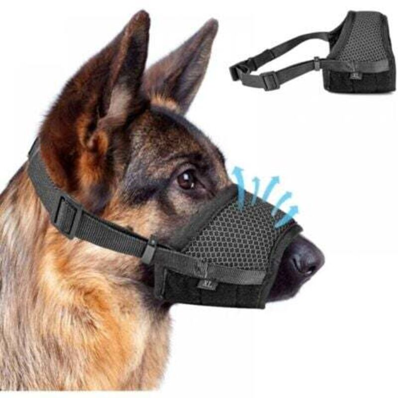 1 Stück Verstellbarer Anti-Bell-Maulkorb mit Selbstklebendem Netzring Verstellbarer Anti-Bell-Maulkorb für Große, Mittelgroße und Kleine Hunde