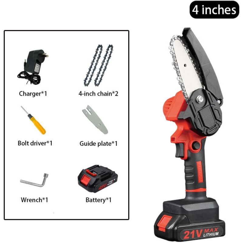 ZVD - 10-2 cm Akku-Kettensäge – Tragbare elektrische Kettensäge zum Beschneiden im Garten – Holzschneiden