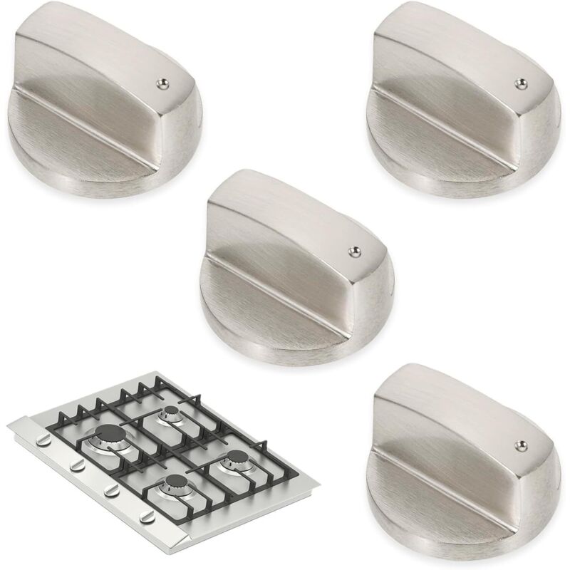 10 Bedienknöpfe aus gebürstetem Metall – 6 mm – silber – Gas/Backofen/Kochfeld