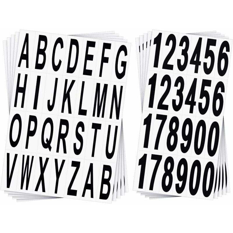 SNQ - 10 Blatt Briefkasten-Aufkleber mit Buchstaben und Zahlen, schwarzes Vinyl, Alphabet-Zahlen-Aufkleber für Haus, Wohnung, Adresse, Fenster, Tür,