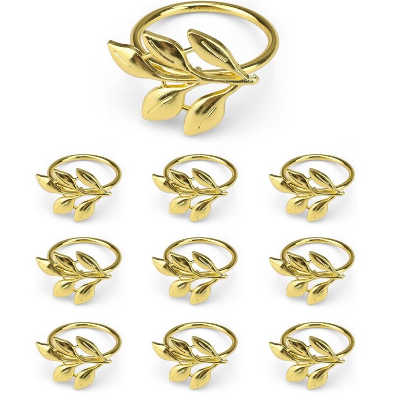 10 blattförmige Serviettenringe, personalisiert für Hotels, Hochzeiten, Abendessen und Tischdekorationen