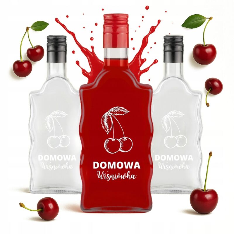 10 Flaschen FALA 500ml bedruckt mit dem Aufdruck „Hausgemachter Kirschwodka“ (Tinktur, Alkohol, Likör, Wodka)