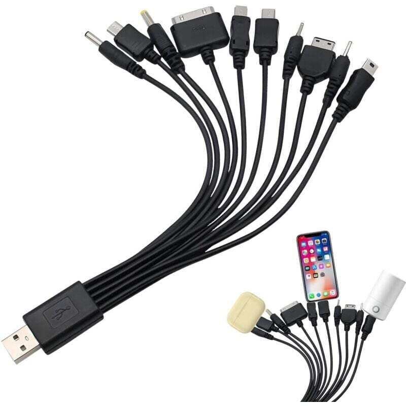 10-in-1 Universal-Handyladegerät – Universelles Ladekabel mit mehreren Anschlüssen – USB-Ladekabel kompatibel mit Samsung, LG, Huawei, ZTE, Sony