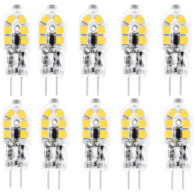 10 LED-Lampen G4 – 3W 150 lm – AC/DC12V – Zwei Pins – Kaltweiß 6000K – Maiskolben-Stil für Lampen und Deckenleuchten