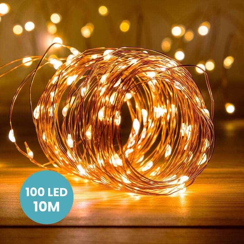10 m lange LED-Lichterkette aus Kupfer – 100 LEDs – Ideal für Schlafzimmerdekoration, Weihnachtsdekoration und zur Schaffung einer poetischen und