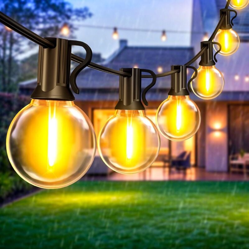 10 m lange Lichterketten für den Außenbereich – Außenleuchten, LED-Glühbirnen, Lichterketten für den Außenbereich, für Terrasse, Garten, elektrische