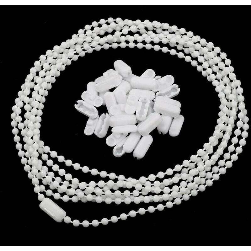 10 m weiße Ersatzkette für vertikale Jalousien, 20 Kettenverbinder für Rollos, vertikale Kette kann verwendet werden